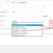 Vendor Product Tax Classes